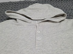 Todd Snyder Light Heather Gray Pullover Henley Hoodie Lightweight Sweatshirt LG