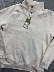 Goodfellow & Co Sweatshirt Mens Medium Ivory Quilted 1/4 Snap Mock Pullover NWT