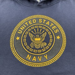 Vintage United States Navy Hoodie Mens XL Blue US Sailor Spellout 90s Sweatshirt