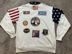 ESY Sweatshirt Men XL American Flag Full-Zip with 8 Sewn Vietnam Veteran Patches