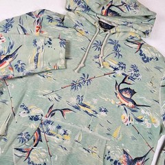 Polo Ralph Lauren Marlin Fishing Tropical Print Hoodie Green Mens XL Sweatshirt
