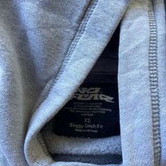 No Fear Y2K Boxy Hoodie Grey Baggy Cinch Fit Distressed XS Mens