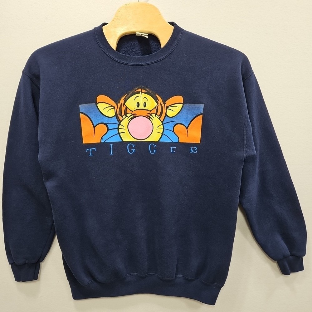 Vintage The Disney Store Tigger XXL Navy Blue Crewneck Sweatshirt Pooh USA