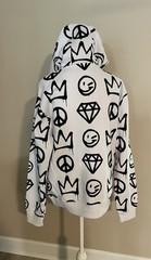 Create 2MRW NWT Size L White Graffiti Embroidered Hoodie Sweatshirt Retail $70
