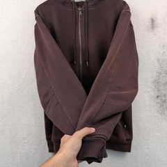 Cabela’s Hoodie Men’s L Tall Faded Brown Waffle Thermal Lined Full Zip Workwear