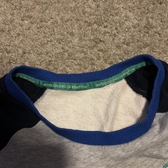 United Colors Of Benetton Blue / Gray / Navy Blue Crewneck Sweatshirt Medium VTG