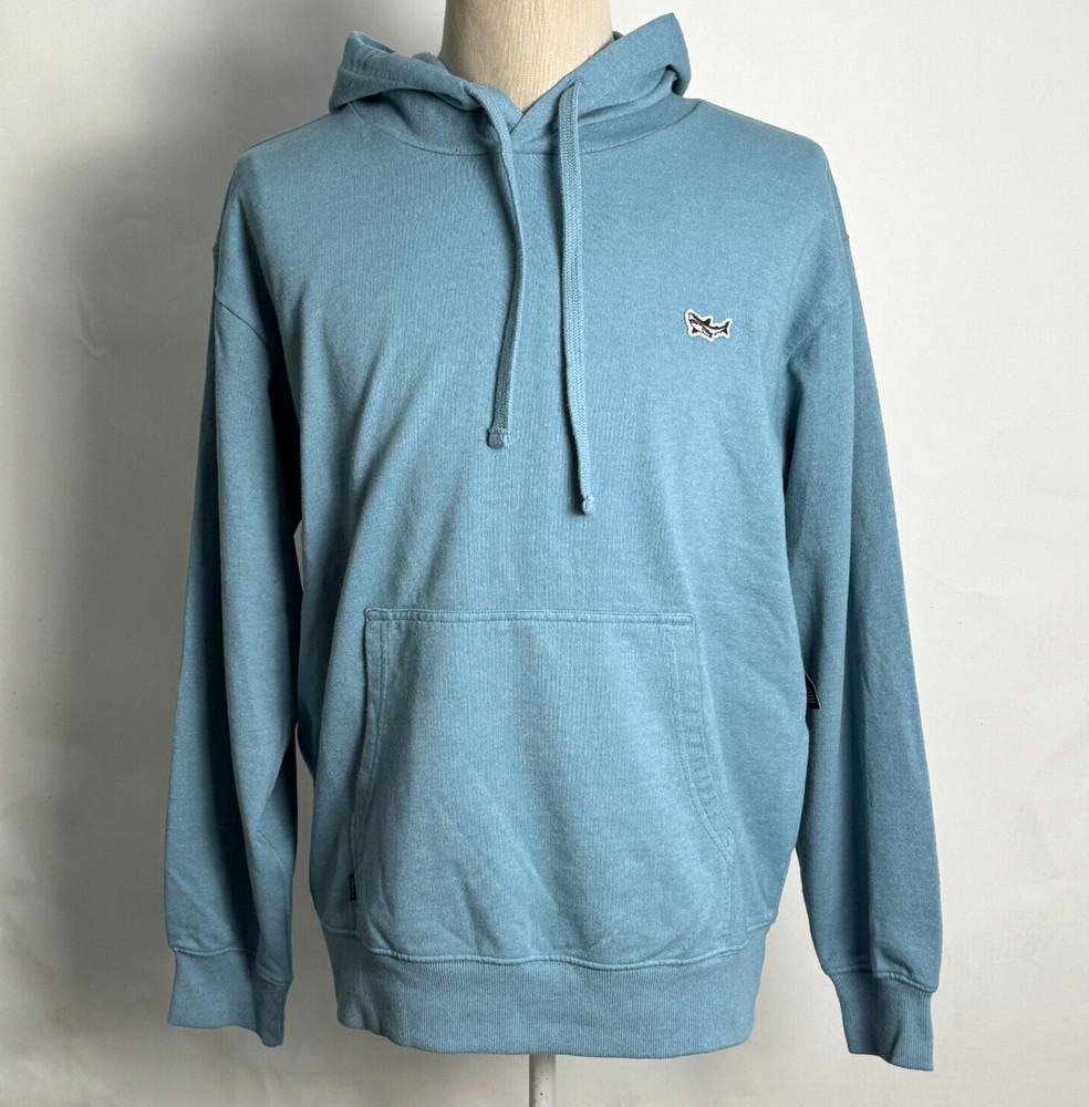 Dark Seas Men’s Sustainable Pigment Hoodie Fordham Smoke Blue Size M NWT Shark