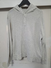 Todd Snyder Light Heather Gray Pullover Henley Hoodie Lightweight Sweatshirt LG