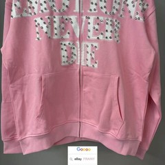 HIP HOP RHINESTONE EMOTION HOODED HOODIE CARDIGAN ZIP HIGH STREET SWEATSHIRT TOP
