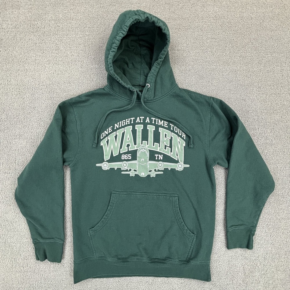 Morgan Wallen Hoodie Mens Medium One Night At A Time Tour Green Pullover Concert