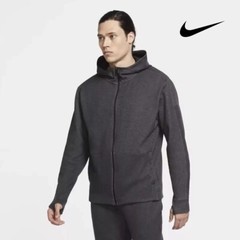 Nike Dri-FIT Yoga Mens Full Zip Hoodie Thumbholes Midweight Jacket Black Large