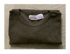 BASIC EDITIONS UNISEX DARK OLIVE GREEN LONG SLEEVE PULLOVER SHIRT SIZE A/XL