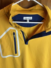 Peter Millar Golf Pullover Mens Sz. Large Yellow Long Sleeve Performance 1/4 Zip