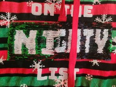 Christmas Outfit Hoodie/joggers Size Medium Naughty/Nice Sequin Holiday Party