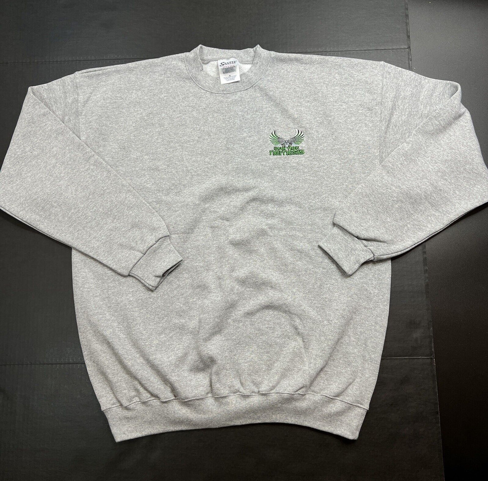 Star Trek Nemesis Movie Promo Sweatshirt Embroidered Gray Mens Size XL