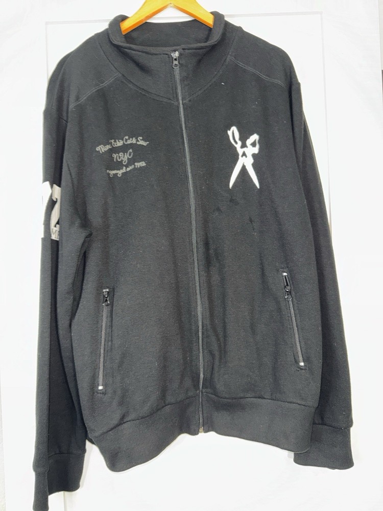 Marc Ecko Black Lightweight Full-Zip Jacket with White Scissors Logo Sz XL