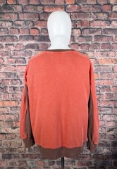 Men’s Orange Brown Colorblock Crew Neck Pullover Long Sleeve Sweatshirt Size S