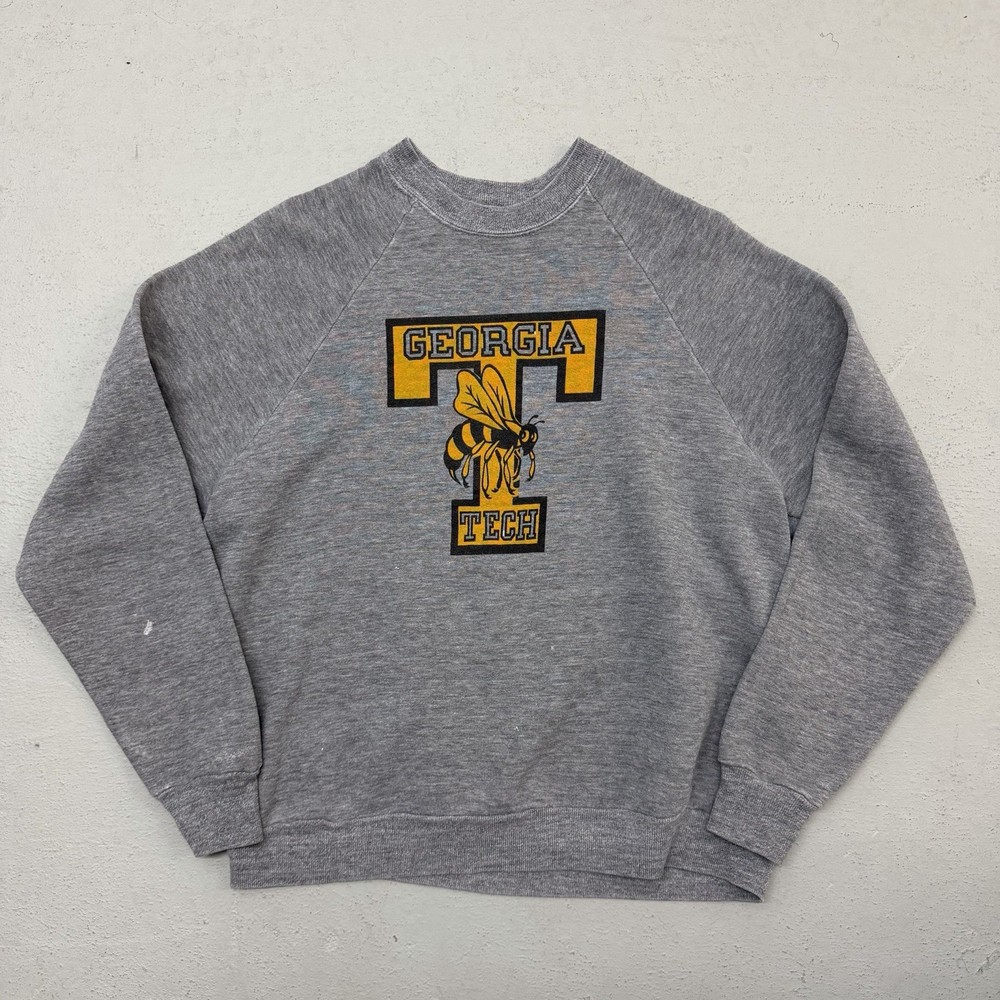 Vintage Georgia Tech Crewneck Sweatshirt Jerzees by Russell 70s 80s Rayon Blend