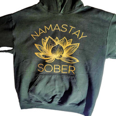 Namaste Sober Lotus (Stay-Sober) Recovery Hoodie Unimpaired Fervent Green Large