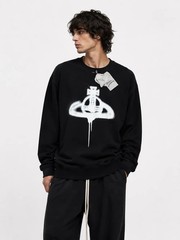 Vivienne Westwood Black Big Logo New Sweatshirt Luxury