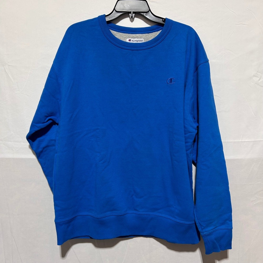 Champion Sweatshirt Mens Crewneck Embroidered Logo Royal Blue XL
