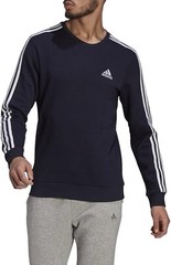adidas Essentials Crew Mens Size Large Classic 3 Stripes Sweatshirt Legend Ink