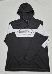 Kenneth Cole New York Long Sleeve Hoodie Shirt –Black White Core Spring