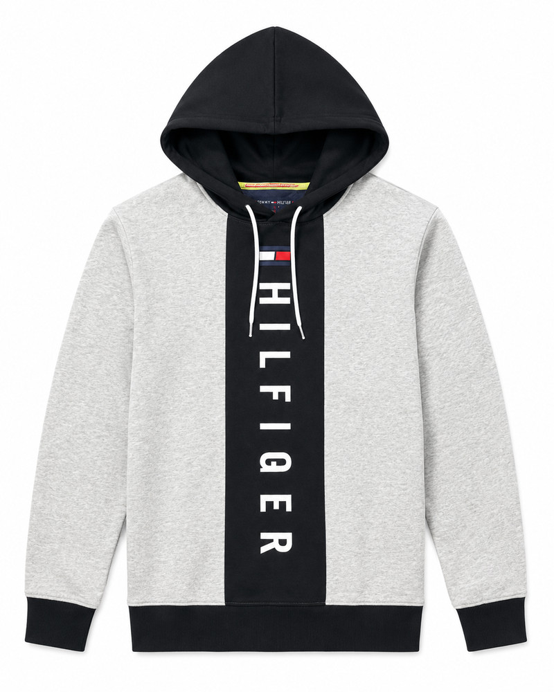Tommy Hilfiger Men’s Hoodie Long Sleeves Big Logo Pullover Grey, Size S/P