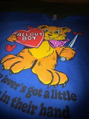 Fall Out Boy Sweatshirt ~ Blue Crew Neck Teddy Bear Lover Dagger SMALL