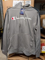 Champion S220 Men’s Color Block Sweatshirt Hoodie Stone Gray/Black 2XL XXL NEW
