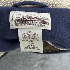 LL Bean Hoodie Mens Large Blue Katahdin Iron Works Full Zip Sherpa Lined Heavy