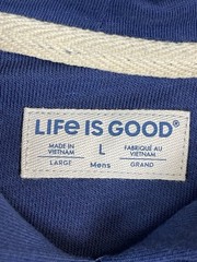 Life Is Good Hoodie Mens L Blue Graphic Print Regular Fit Long Sleeve Pullover