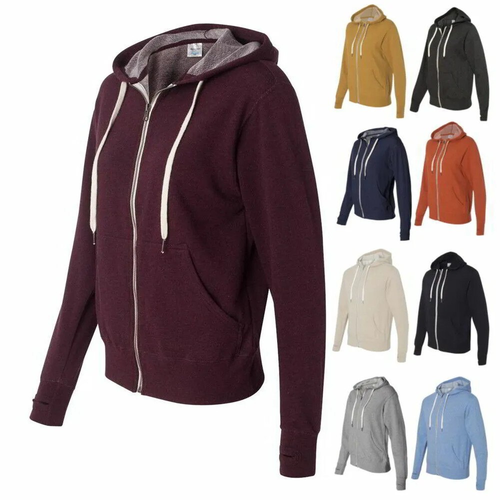 Independent Trading Co Unisex Heathered French Terry Full-Zip Hoodie PRM90HTZ