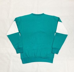 Fan Cloth Crew Neck Cotton Rich Fleece Sweatshirt Men’s S Teal W/ White Stripe