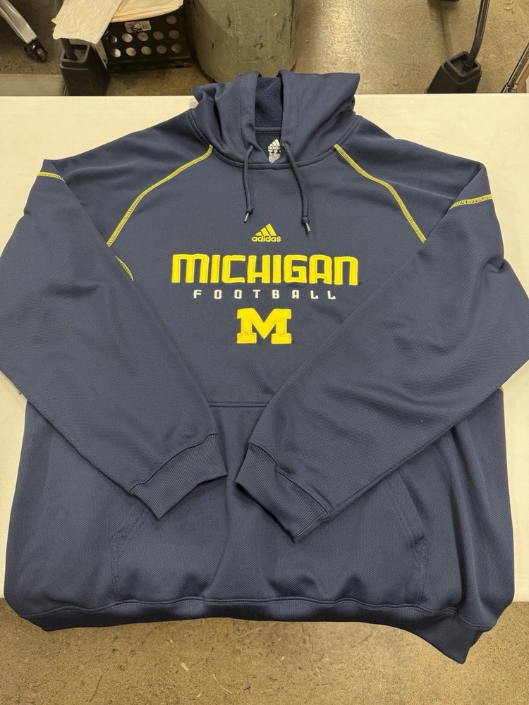 Adidas Navy and Yellow Michigan Football Hoodie 100% Polyester Size XL
