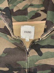 FOUND Washed Camouflage Zip Hoodie Woodland Camo Mens (L) Streetwear Designer