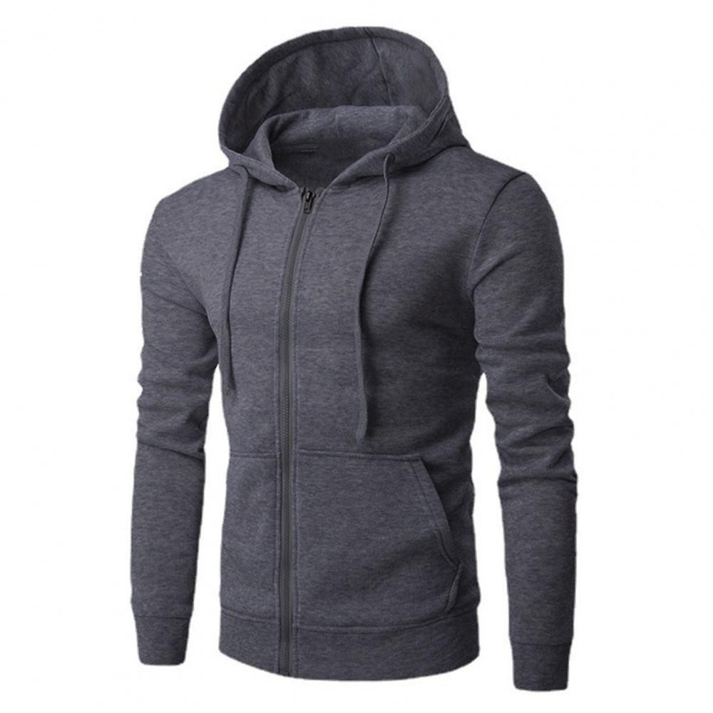 Autumn Men Sweatshirts Long Sleeve Jacket Hoodie Zipper Closure Jacket Male Hood