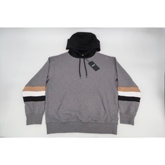 Hugo Boss Sullivan 20 Hoodie Mens Medium Gray Black Tan Colorblock Striped New