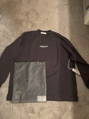 Fear of God Essentials Men’s Logo Relaxed Crewneck Sweatshirt XXL Iron Black