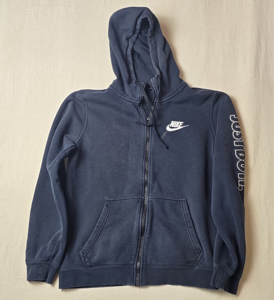 Nike Black White Long Sleeve Pullover Embroidered Logo Hoodie Men’s Small Flaw