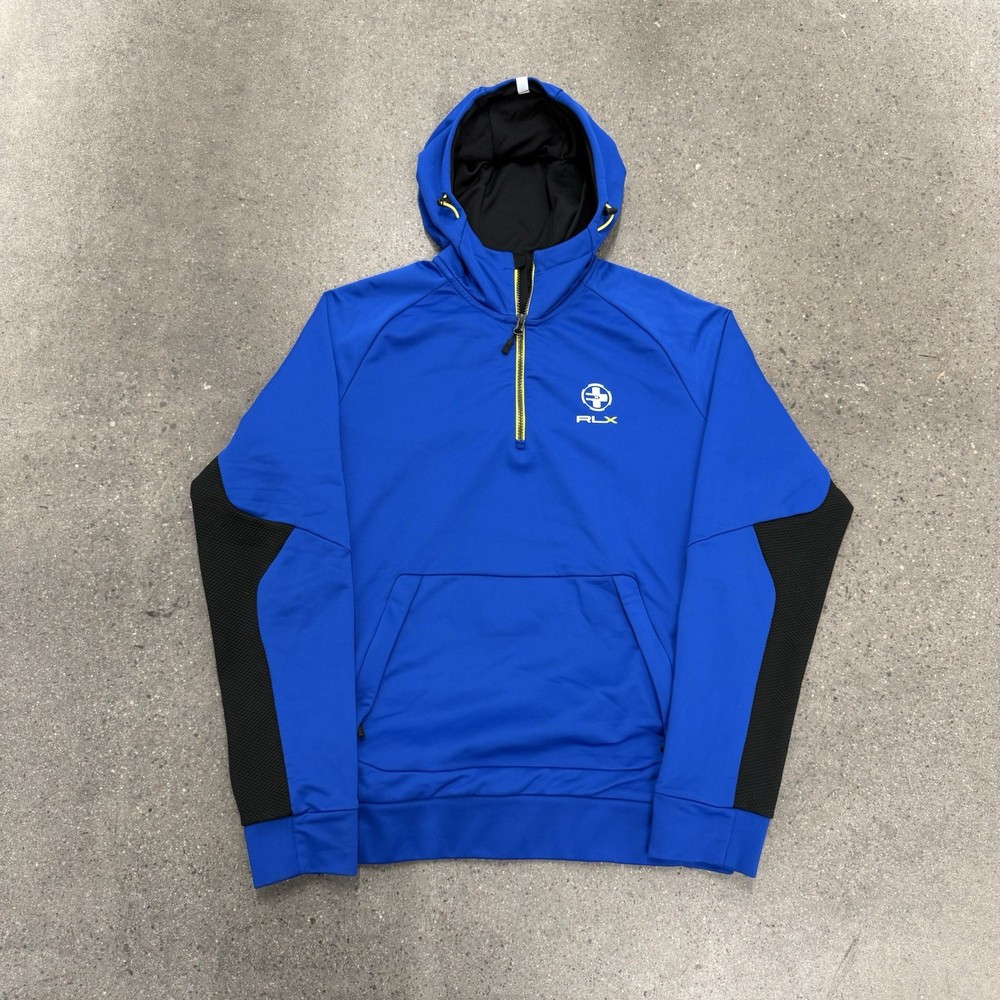 Men’s Polo Ralph Lauren RLX 67 1/4 Zip Microfiber Hoodie Pullover Sz Large