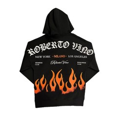 Roberto Vino Milano Pullover Hoodie Flame Mens Black RVHO3FR