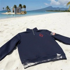Retro Quarterzip Pullover Hoodie JEE Embroidery Pattern Sweatshirt USA