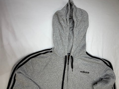Adidas Men’s Hoodie Sweatshirt Full Zip Front Pockets Logo Size XL Grey