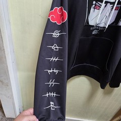 Naruto Hoodie Mens Medium Black Akatsuki Itachi Uchiha Anime Graphic Pullover