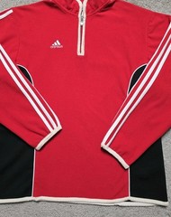 Vintage 90s Adidas Soccer Deep Pile Fleece 1/4 Zip SweatShirt Mens Sz M Red