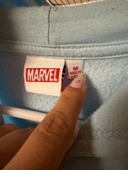 Marvel Comics Avengers Hero Panels Graphic Light Blue Hoodie Size M