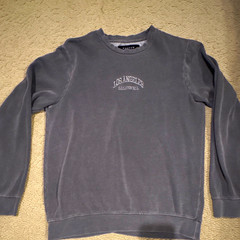 PacSun Men’s Gray Fleece Crewneck Pullover Sweatshirt Embroidered LA CA S