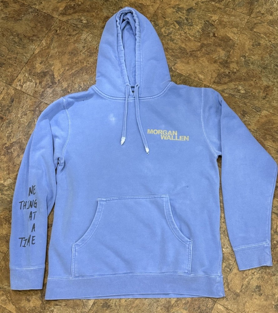 Official Morgan Wallen One Thing At A Time Blue Tracklist Hoodie Sweatshirt M