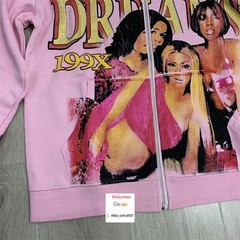 MEN WOMEN PINK DREAM VALLEY ZIP UP HOODIE SWEATSHIRT RHINESTONE WORN COAT TOP